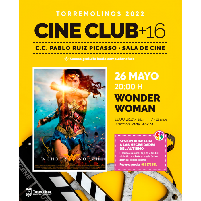 La primera película de cine adaptado, ‘Wonder Woman’, se proyecta mañana en el Centro Cultural Pablo Ruiz Picasso