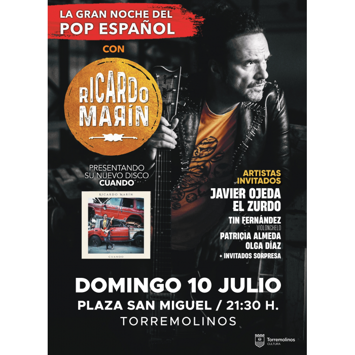 Ricardo Marín ofrecerá un concierto gratuito el 10 de julio en Torremolinos junto a artistas como Javier Ojeda
