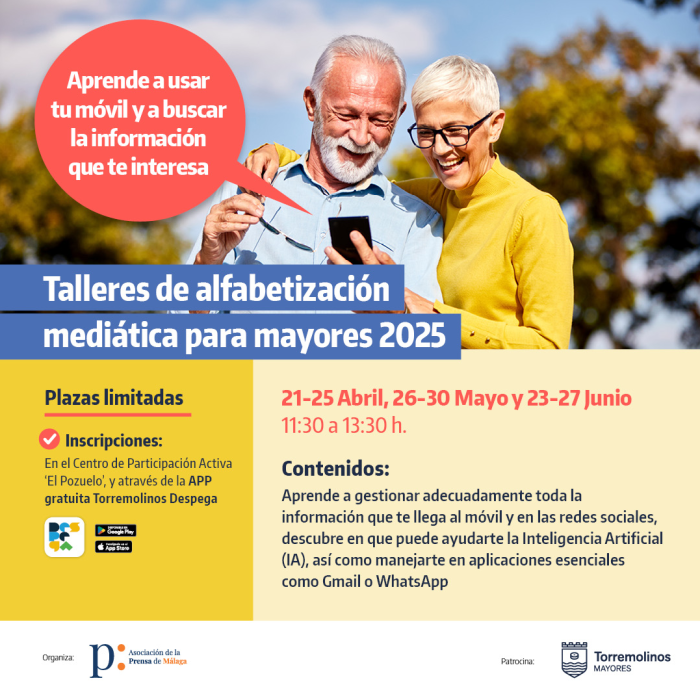 Torremolinos imparte nuevos talleres de alfabetización mediática para mayores, impulsados por la Asociación de la Prensa de Málaga
