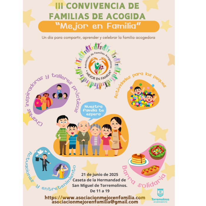 Torremolinos acogerá la III Convivencia de Familias de Acogida con testimonios, música y una barra solidaria