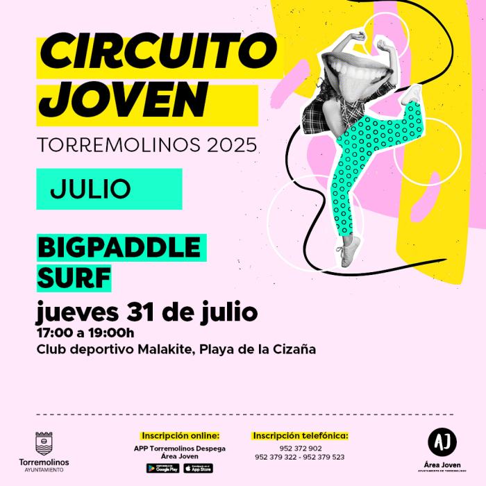 El Circuito Joven permitirá participar en un taller de Bigpaddle Surf gratuito