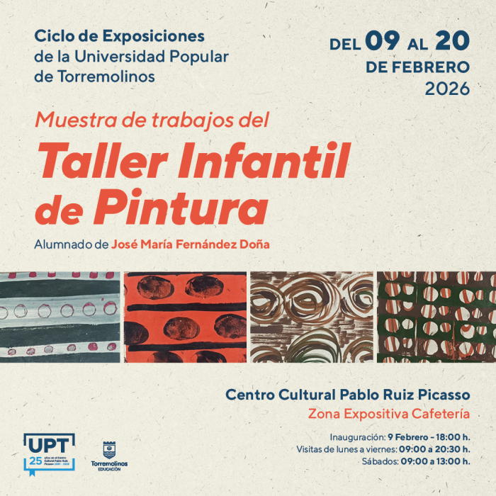 El Centro Cultural Pablo Ruiz Picasso acogerá una exposición de pinturas de alumnado infantil de la Universidad Popular