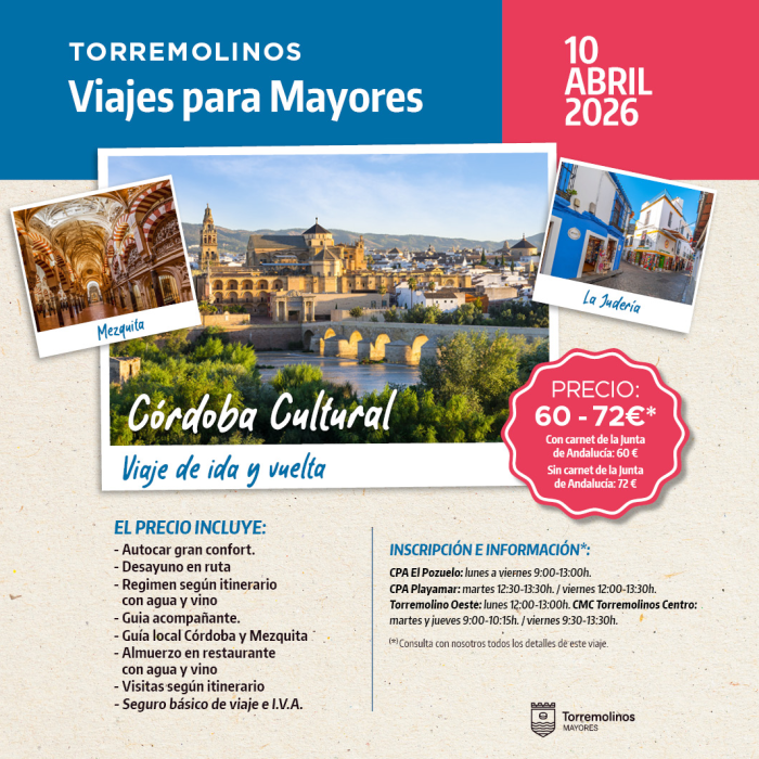 Los mayores de Torremolinos podrán disfrutar de un viaje cultural a Córdoba