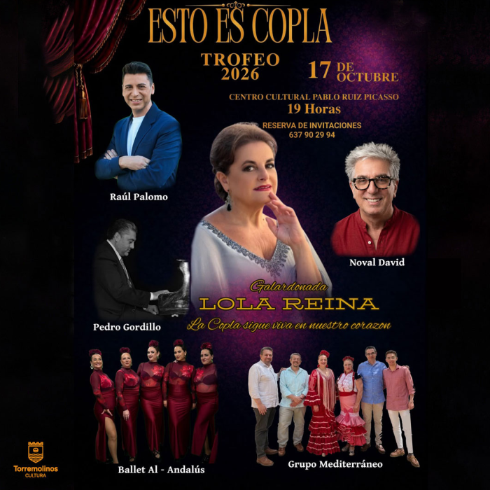 El Centro Cultural Pablo Ruiz Picasso acoge el Trofeo 2026 ‘Esto es copla’