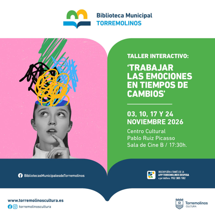 La Sala de Cine del Centro Cultural Pablo Ruiz Picasso acoge el taller ‘Trabajar las emociones en tiempos de cambio’ todos los martes