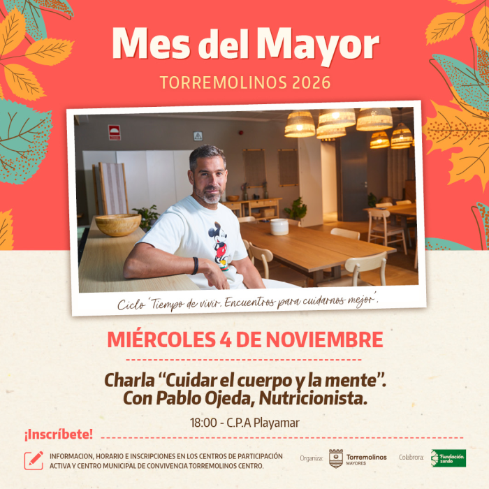 Los mayores tendrán una charla con el nutricionista Pablo Ojeda 