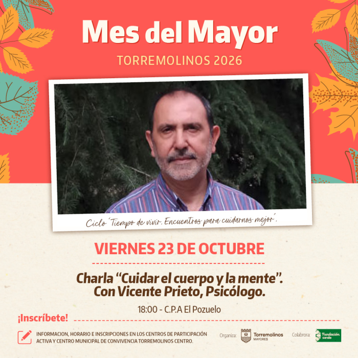 Los mayores tendrán una charla con el psicólogo Vicente Prieto